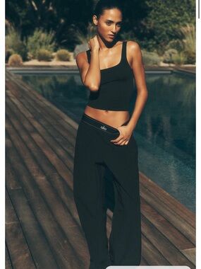 ALO Yoga Black Wide-Leg Trousers